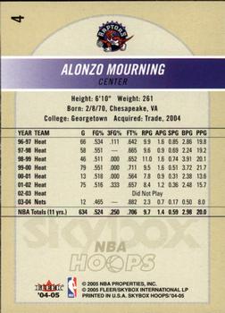 2004-05 Hoops #4 Alonzo Mourning Back