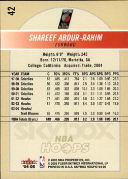 2004-05 Hoops #42 Shareef Abdur-Rahim Back