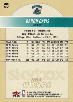 2004-05 Hoops #58 Baron Davis Back