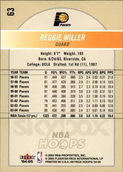 2004-05 Hoops #63 Reggie Miller Back