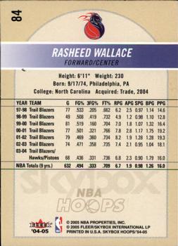 2004-05 Hoops #84 Rasheed Wallace Back