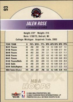 2004-05 Hoops #93 Jalen Rose Back