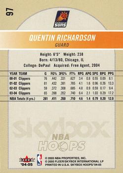 2004-05 Hoops #97 Quentin Richardson Back