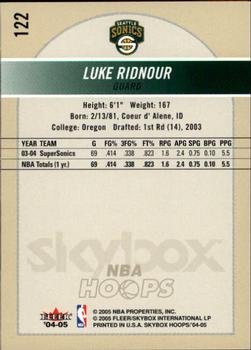 2004-05 Hoops #122 Luke Ridnour Back