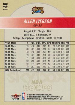 2004-05 Hoops #140 Allen Iverson Back