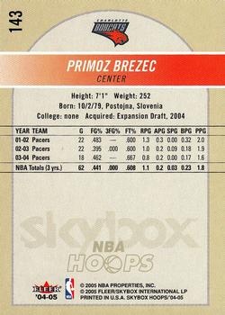 2004-05 Hoops #143 Primoz Brezec Back