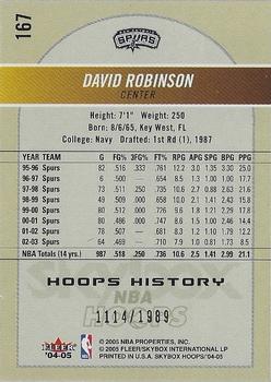 2004-05 Hoops #167 David Robinson Back
