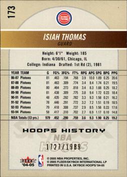 2004-05 Hoops #173 Isiah Thomas Back