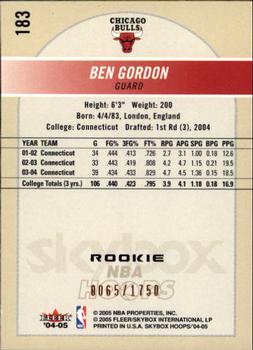 2004-05 Hoops #183 Ben Gordon Back