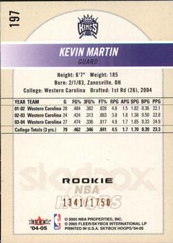 2004-05 Hoops #197 Kevin Martin Back