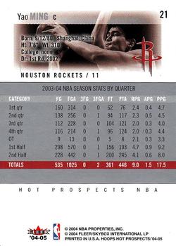2004-05 Hoops Hot Prospects #21 Yao Ming Back
