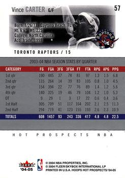 2004-05 Hoops Hot Prospects #57 Vince Carter Back