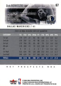 2004-05 Hoops Hot Prospects #67 Dirk Nowitzki Back