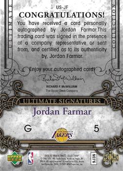 2006-07 Upper Deck Ultimate Collection - Signatures #US-JF Jordan Farmar Back