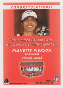 2007 Rittenhouse WNBA - Autographs #NNO Plenette Pierson Back