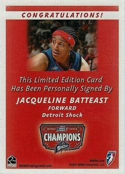 2007 Rittenhouse WNBA - Autographs #NNO Jacqueline Batteast Back