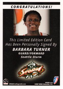 2007 Rittenhouse WNBA - Autographs #NNO Barbara Turner Back