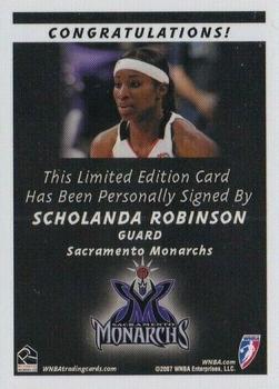 2007 Rittenhouse WNBA - Autographs #NNO Scholanda Robinson Back