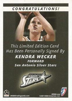 2007 Rittenhouse WNBA - Autographs #NNO Kendra Wecker Back