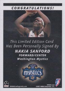 2007 Rittenhouse WNBA - Autographs #NNO Nakia Sanford Back