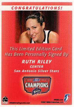 2007 Rittenhouse WNBA - Autographs #NNO Ruth Riley Back