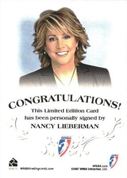 2007 Rittenhouse WNBA - Case Topper #NNO Nancy Lieberman Back
