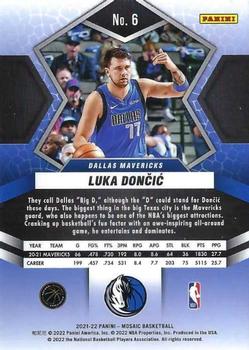 2021-22 Panini Mosaic #6 Luka Doncic Back