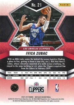 2021-22 Panini Mosaic #21 Ivica Zubac Back