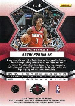 2021-22 Panini Mosaic #40 Kevin Porter Jr. Back