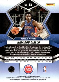2021-22 Panini Mosaic #54 Hamidou Diallo Back