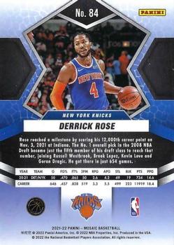 2021-22 Panini Mosaic #84 Derrick Rose Back