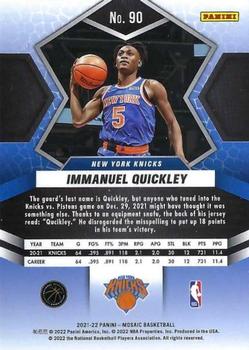 2021-22 Panini Mosaic #90 Immanuel Quickley Back