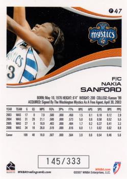 2007 Rittenhouse WNBA - Parallel #P47 Nakia Sanford Back