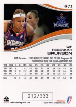 2007 Rittenhouse WNBA - Parallel #P71 Rebekkah Brunson Back