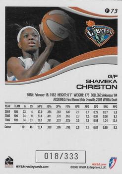 2007 Rittenhouse WNBA - Parallel #P73 Shameka Christon Back