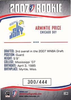 2007 Rittenhouse WNBA - Rookies #RC3 Armintie Price Back