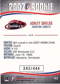 2007 Rittenhouse WNBA - Rookies #RC8 Ashley Shields Back