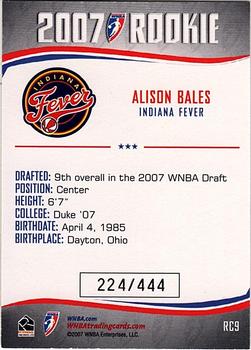 2007 Rittenhouse WNBA - Rookies #RC9 Alison Bales Back
