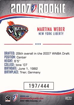 2007 Rittenhouse WNBA - Rookies #RC22 Martina Weber Back