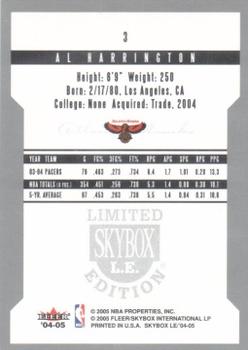 2004-05 SkyBox LE #3 Al Harrington Back
