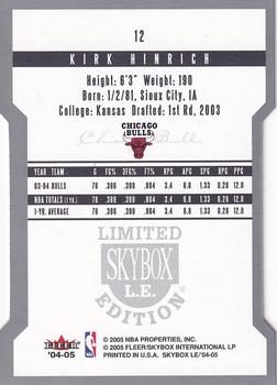 2004-05 SkyBox LE #12 Kirk Hinrich Back