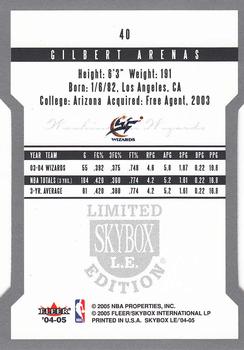 2004-05 SkyBox LE #40 Gilbert Arenas Back