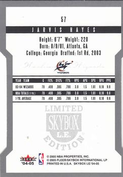 2004-05 SkyBox LE #57 Jarvis Hayes Back