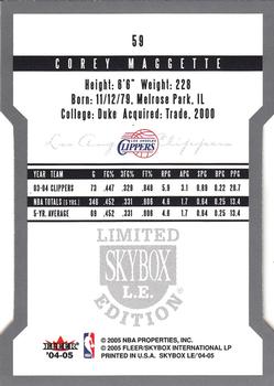 2004-05 SkyBox LE #59 Corey Maggette Back