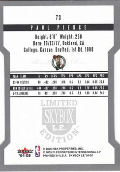 2004-05 SkyBox LE #73 Paul Pierce Back