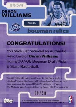 2007-08 Bowman - Relics Bronze #BR-DWI Deron Williams Back