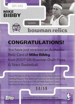 2007-08 Bowman - Relics Bronze #BR-MB Mike Bibby Back