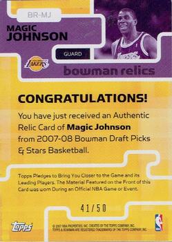 2007-08 Bowman - Relics Dual Bronze #BR-MJ Magic Johnson Back