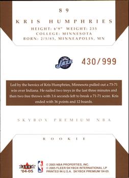 2004-05 SkyBox Premium #89 Kris Humphries Back