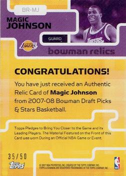 2007-08 Bowman - Relics Triple Bronze #BR-MJ Magic Johnson Back